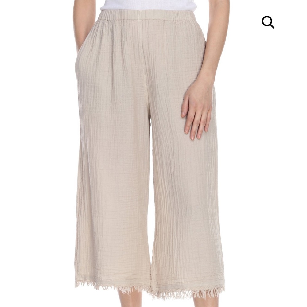 Honest Cotton Cropped Frayed Palazzo Pant